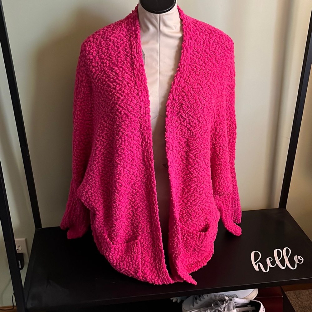 Pink Popcorn Slouchy Cardigan OneSize